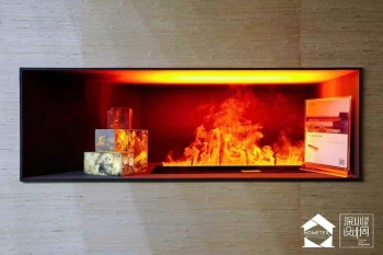 Hoàn thiện phòng khách có lò sưởi sương mù tại Lumiere Riverside